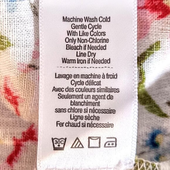 Coldwater Creek Floral Linen Cotton Shirred Trim Boho Tunic Top - Picture 6 of 6